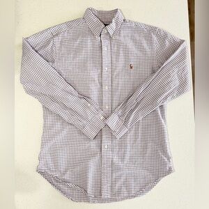 Ralph Lauren White Shirt with Navy Check Button-Down
